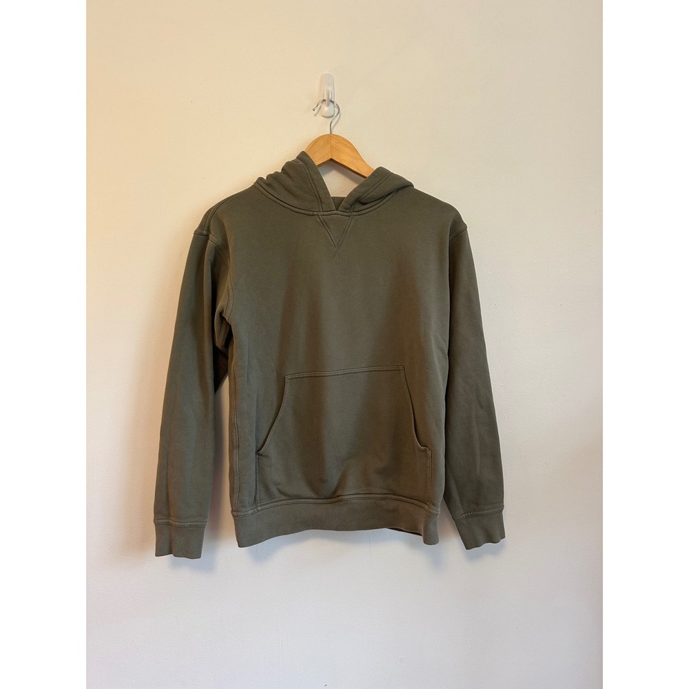 Lululemon Olive Green Pullover Hoodie Sweatshirt in Cotton Blend Fleece